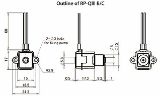 RP-QIII Schrittmotorpumpe Abmessungen